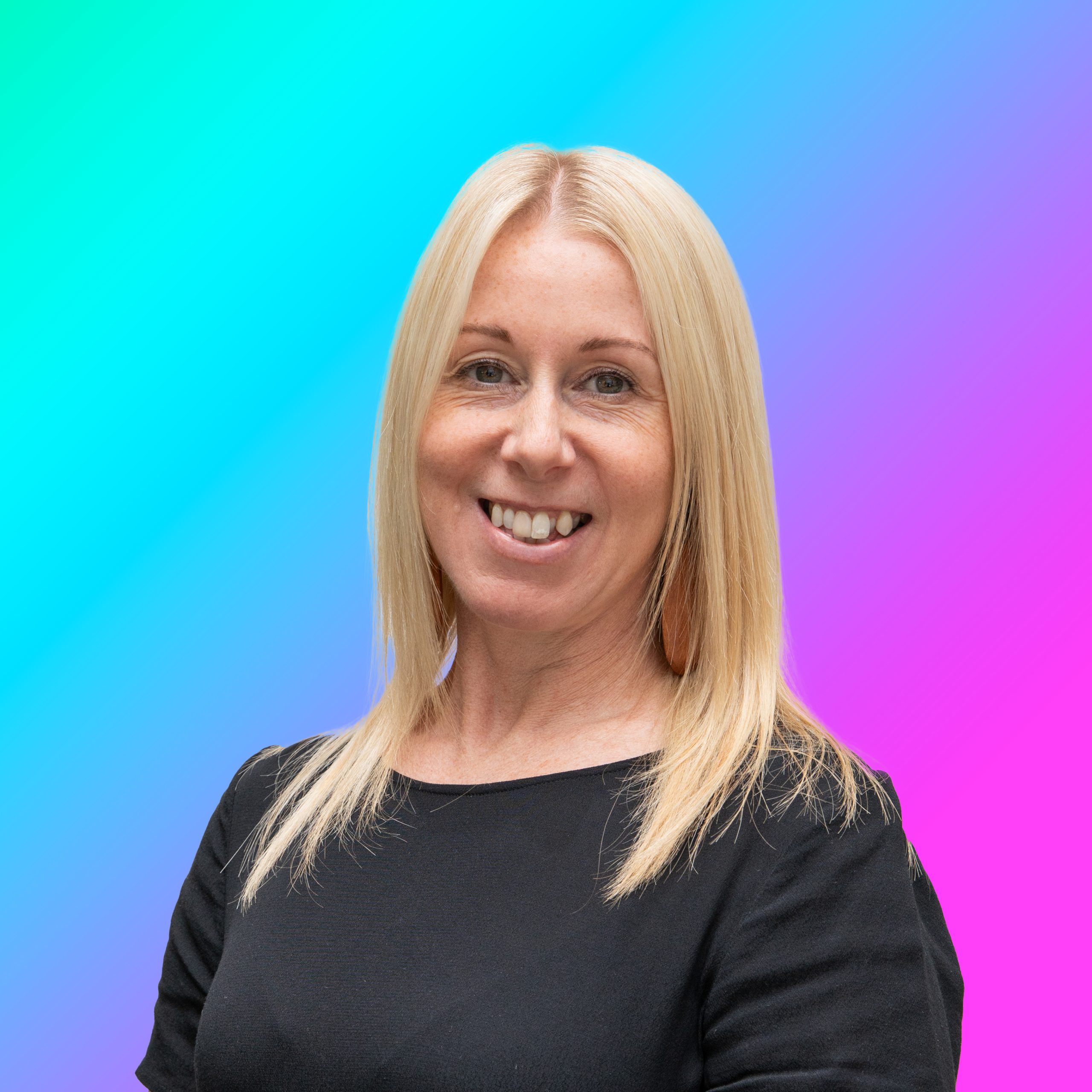 a woman smiling at camera